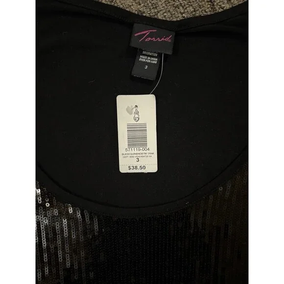 Torrid Size 3 Sequin Black Tank Top Sleeveless NWT - Picture 4 of 6